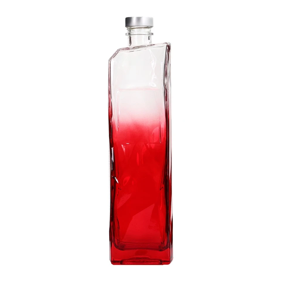 Red Gradient Frosted Rectangular Glass Bottle